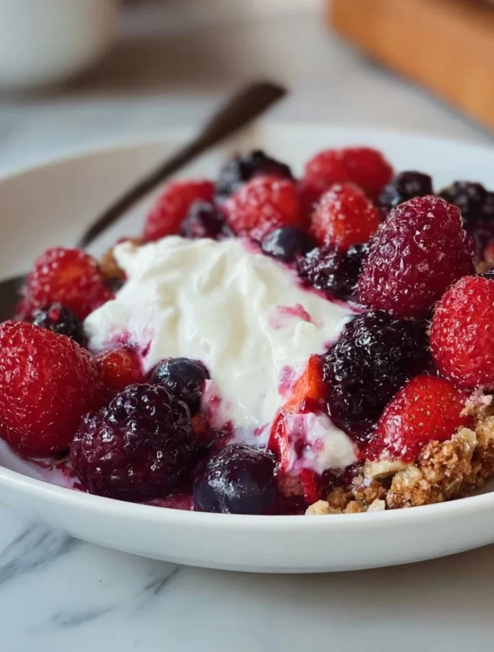Healthy breakfast bowl with berries and Greek yogurt