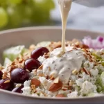 Healthy Greek yogurt salad dressing in a bowl with fresh herbs