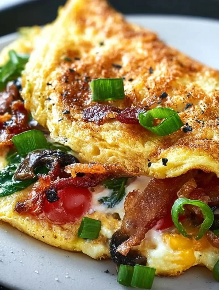 Delicious Blackstone omelet served on a plate with fresh ingredients.