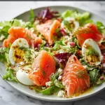 Keto Smoked Salmon Salad with fresh greens and vegetables