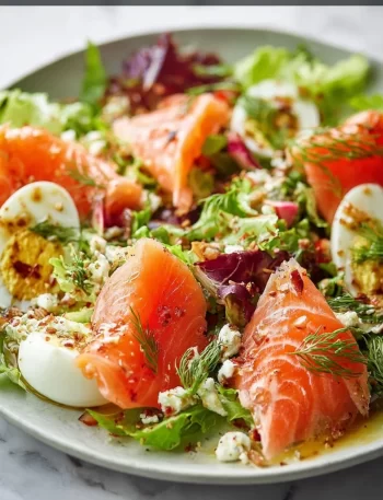 Keto Smoked Salmon Salad with fresh greens and vegetables