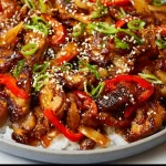 Delicious Blackstone Chicken Teriyaki cooked to perfection on a griddle.