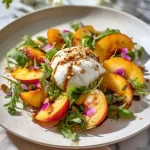 Delicious Peach Burrata Salad with fresh ingredients and vibrant presentation