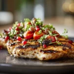 Juicy Blackstone griddle chicken breast cooked to perfection on a grill.