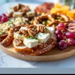 Delicious pretzel cheese board with soft pretzels and assorted gourmet cheeses