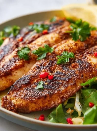 Delicious quick grilled catfish served on a plate for summer meals