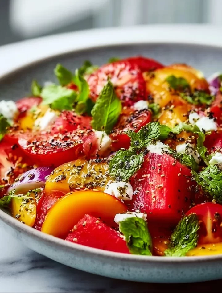 Refreshing summer salad with fresh vegetables and dressing