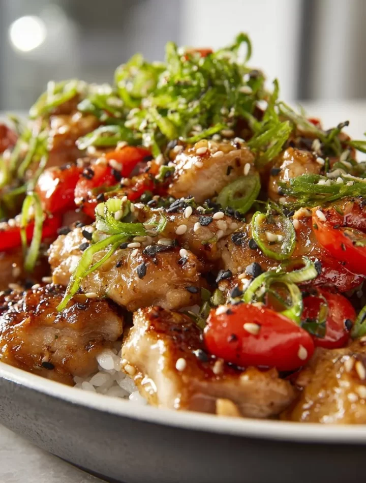 Delicious hibachi chicken sizzling on a Blackstone griddle