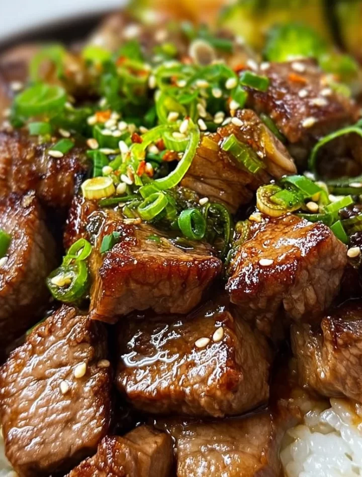 Grilled hibachi steak served at a backyard BBQ with vibrant vegetables.