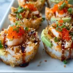 Sushi Bake Cups featuring shrimp and crab, a unique twist on sushi.