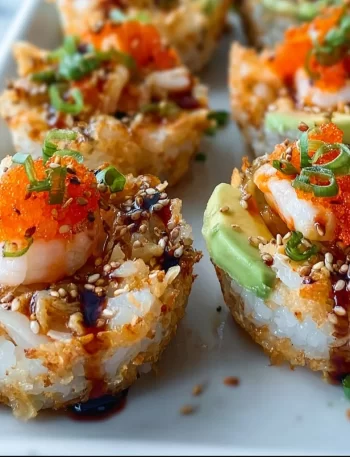 Sushi Bake Cups featuring shrimp and crab, a unique twist on sushi.