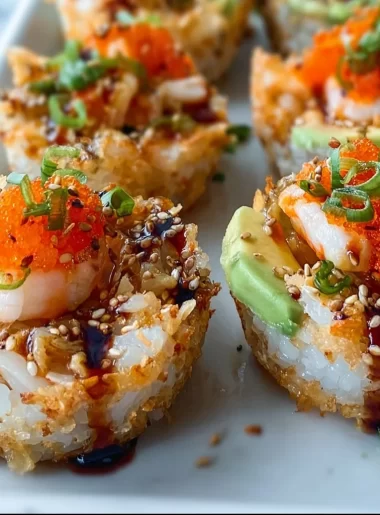 Sushi Bake Cups featuring shrimp and crab, a unique twist on sushi.