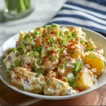 Tangy Vinegar Potato Salad served in a bowl, ideal for summer picnics.