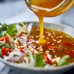 Bowl of vibrant Thailand salad dressing with fresh herbs and spices