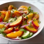 Ultimate peach salad with fresh fruit and greens for a summer delight