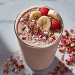 Tummy-friendly smoothie in a glass with fresh fruits and vegetables