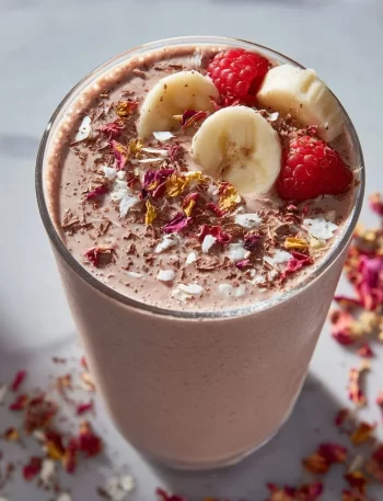 Tummy-friendly smoothie in a glass with fresh fruits and vegetables