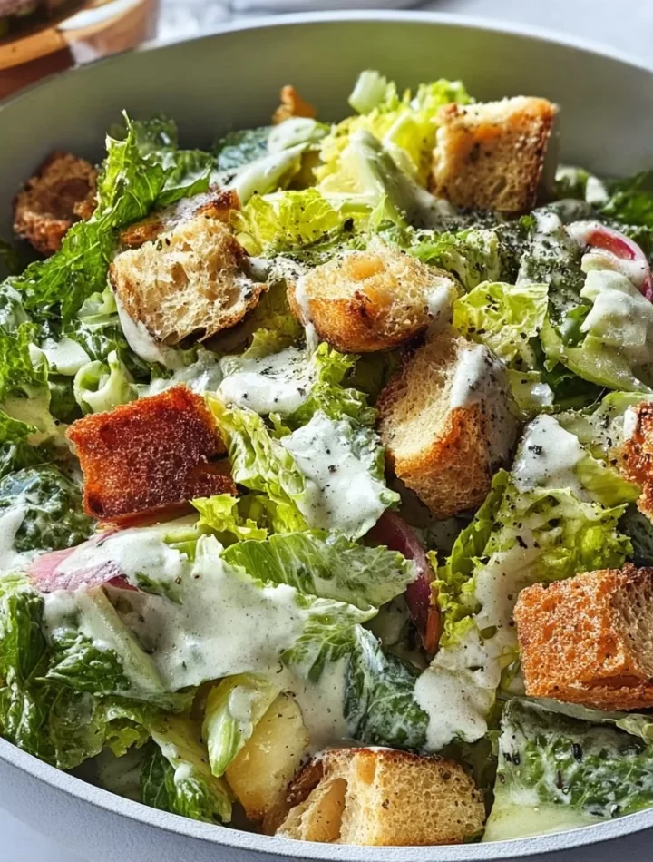 Vegetarian Caesar Dressing served over a fresh salad