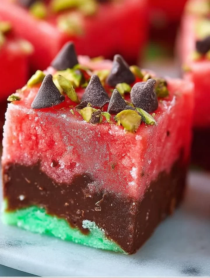Delicious watermelon fudge served on a plate, perfect summer treat