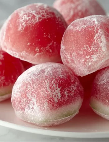 Delicious Watermelon Mochi dessert served on a plate, perfect summer treat