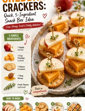 Delicious apple cheddar crackers on a rustic wooden plate