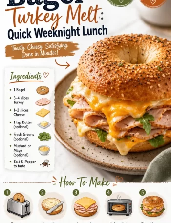 Delicious Bagel Turkey Melt sandwich with melted cheese and turkey