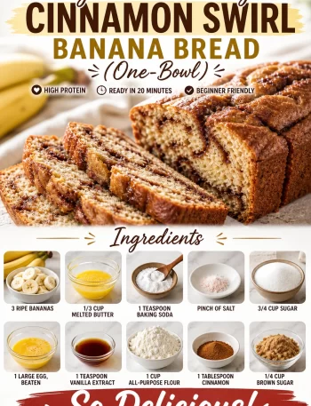 Beginner-friendly one-bowl cinnamon swirl banana bread with ripe bananas