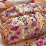 Freshly baked raspberry bread in a one-bowl recipe, perfect for beginners.