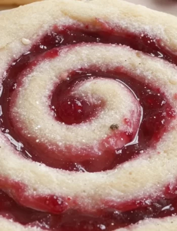 Beginner-friendly Raspberry Swirl Shortbread Cookies on a plate.