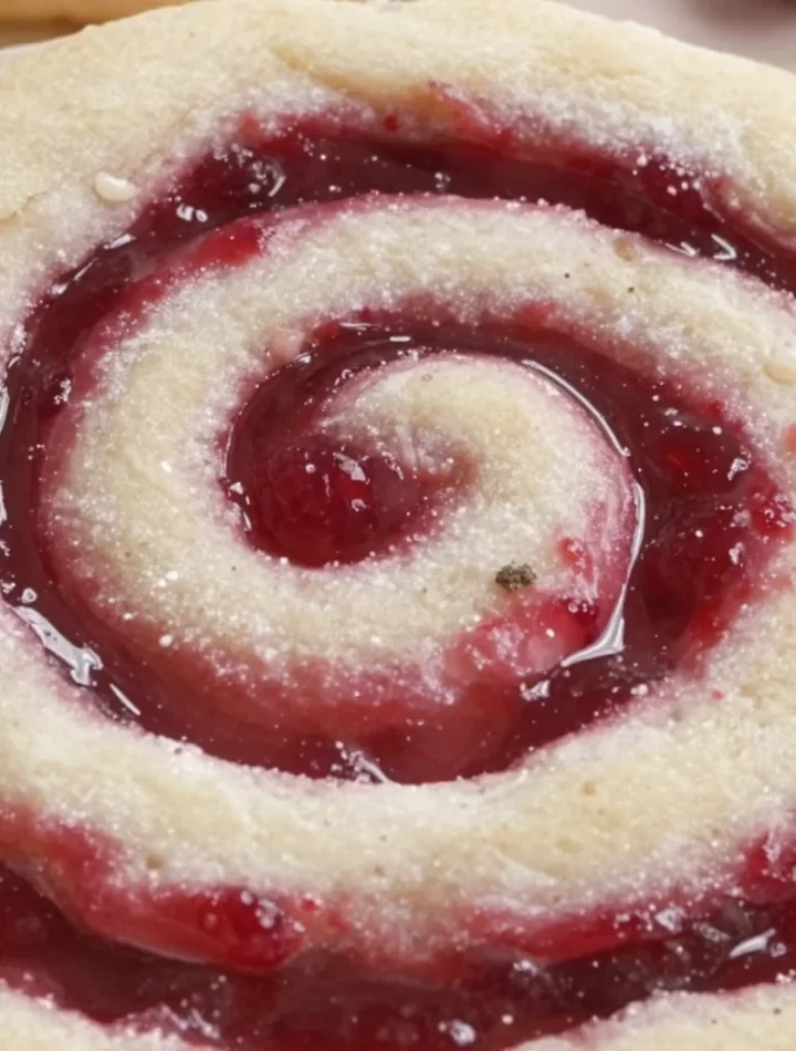 Beginner-friendly Raspberry Swirl Shortbread Cookies on a plate.