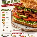 Freshly made BLT sandwich with crispy bacon, lettuce, and tomatoes on toasted bread