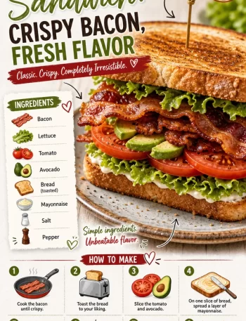 Freshly made BLT sandwich with crispy bacon, lettuce, and tomatoes on toasted bread