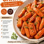 Plate of brown sugar roasted carrots garnished with herbs.