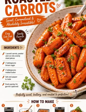 Plate of brown sugar roasted carrots garnished with herbs.