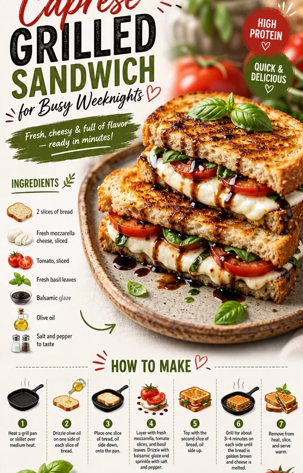 Delicious Caprese grilled sandwich made with fresh ingredients.
