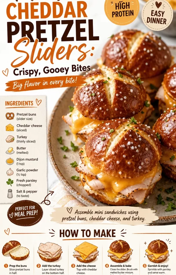 Cheddar Pretzel Sliders - crispy and gooey bites ready to enjoy