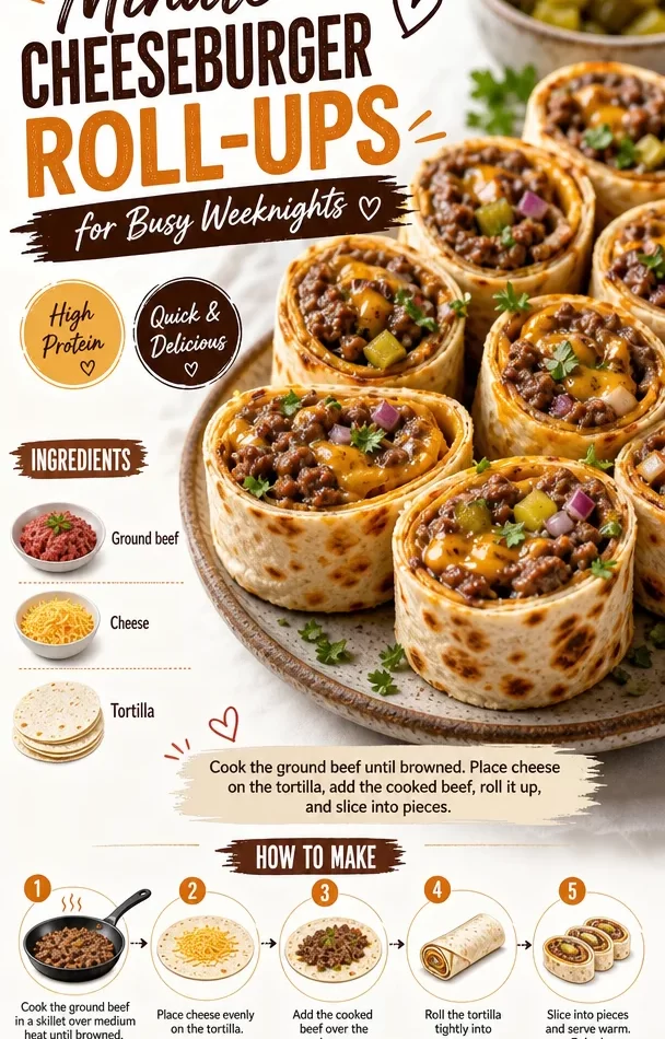 Delicious cheeseburger roll-ups served on a plate for a quick weeknight meal