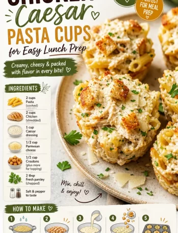 Chicken Caesar Pasta Cups ready for easy lunch prep