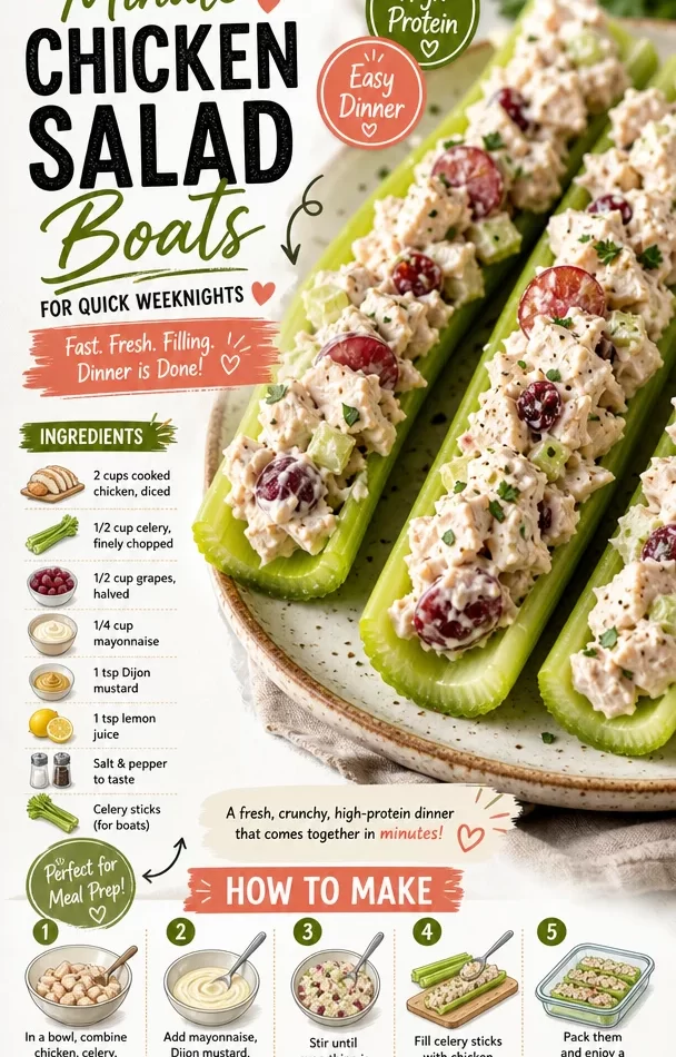 Chicken salad boats served on a plate for quick weeknight dinner