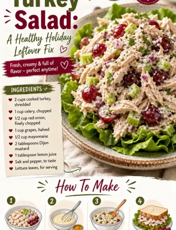 Healthy Cranberry Turkey Salad with holiday leftovers in a bowl