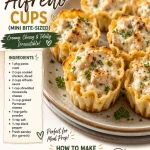 Mini bite-sized creamy Chicken Alfredo cups served on a platter