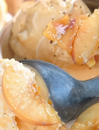 Creamy nectarine frozen yogurt made with 5 simple ingredients for summer