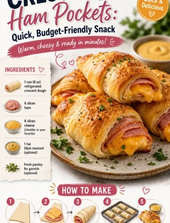 Delicious Crescent Ham Pockets served on a plate, perfect budget-friendly snack.