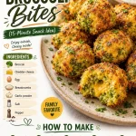 Crispy cheesy broccoli bites served on a plate, perfect 15-minute snack