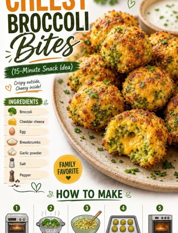 Crispy cheesy broccoli bites served on a plate, perfect 15-minute snack