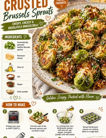 Crispy Parmesan-Crusted Brussels Sprouts on a plate garnished with herbs