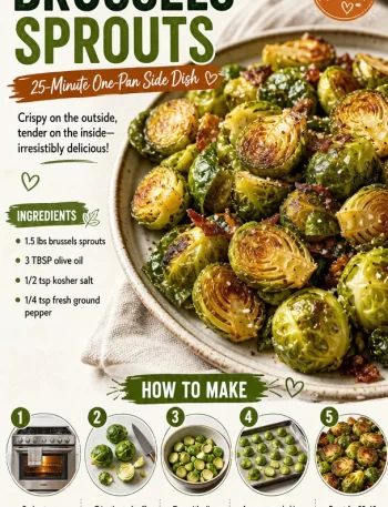 Crispy roasted Brussels sprouts in a one-pan dish