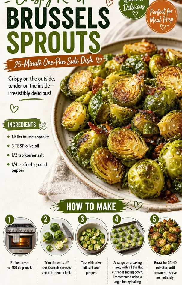 Crispy roasted Brussels sprouts in a one-pan dish