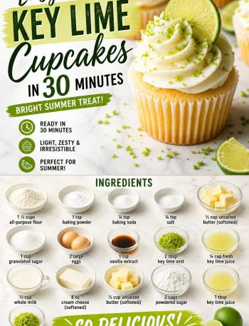 Easy key lime cupcakes topped with lime frosting, a delicious summer dessert.