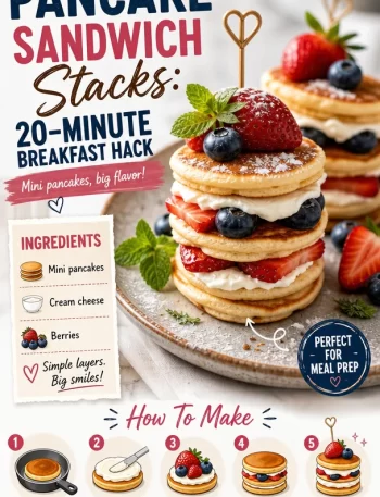 Fluffy pancake sandwich stacks for a quick and tasty breakfast